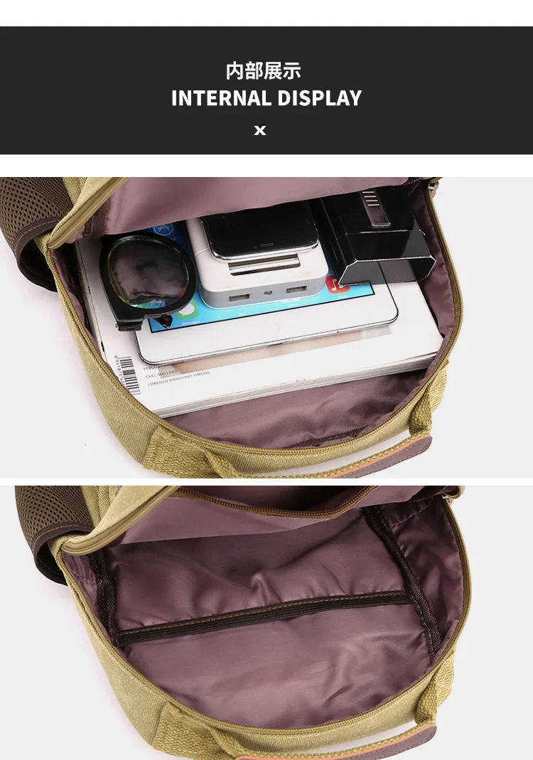 حقيبة مدرسية صغيرة للرجال من القماش مزدوجة الكتف من بابا، متعددة الوظائف، حقيبة صدر واحدة خفيفة الوزن ومقاومة للماء #6