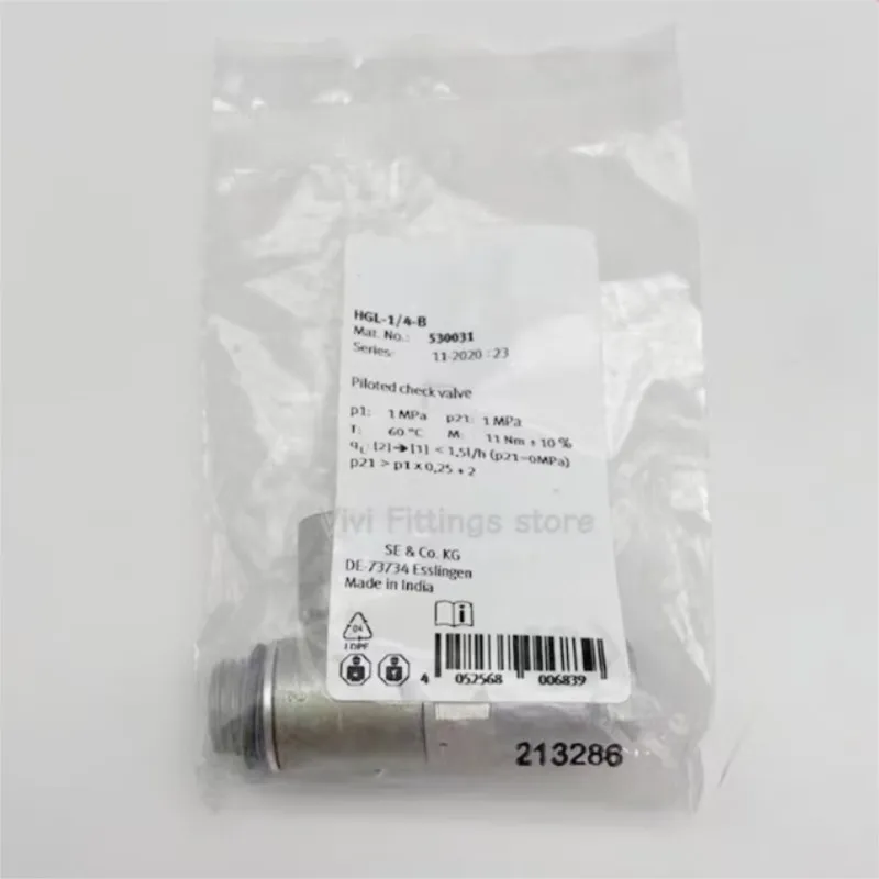 Original  HGL-1/4-B 530031   HGL-3/8-B 530032   HGL-1/2-B 530033   Pilot Check Valve Check Valve