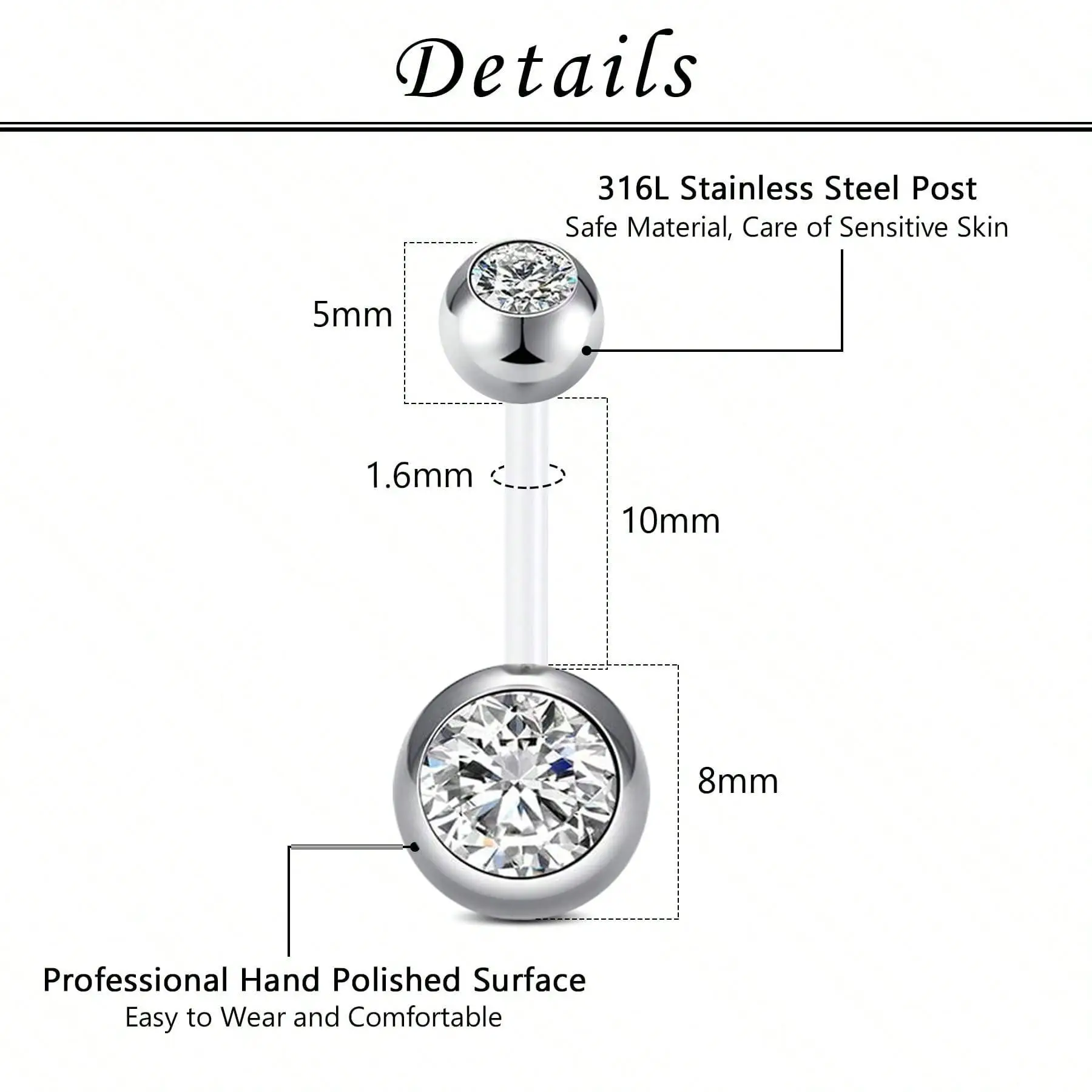 8pcs 14G Flexible Belly Button Rings Belly Rings Navel Rings Bioflex Plastic Belly Ring Curved Barbell Navel Piercings Retainers