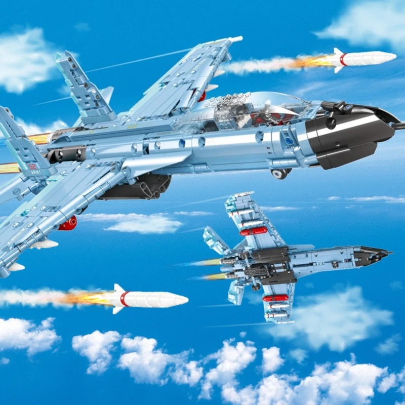 

DIY Building Blocks Recoil Fighter Jet Small Bricks Model Creative Construction Toy for Older Kids Boys Girls