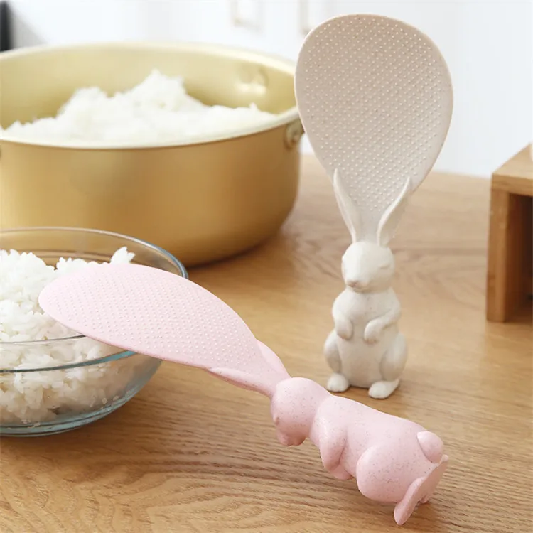 Straw rabbit spoon can stand up rabbit rice spatula rice cooker creative non-stick rice cartoon rice spoon rice spoon 1PC