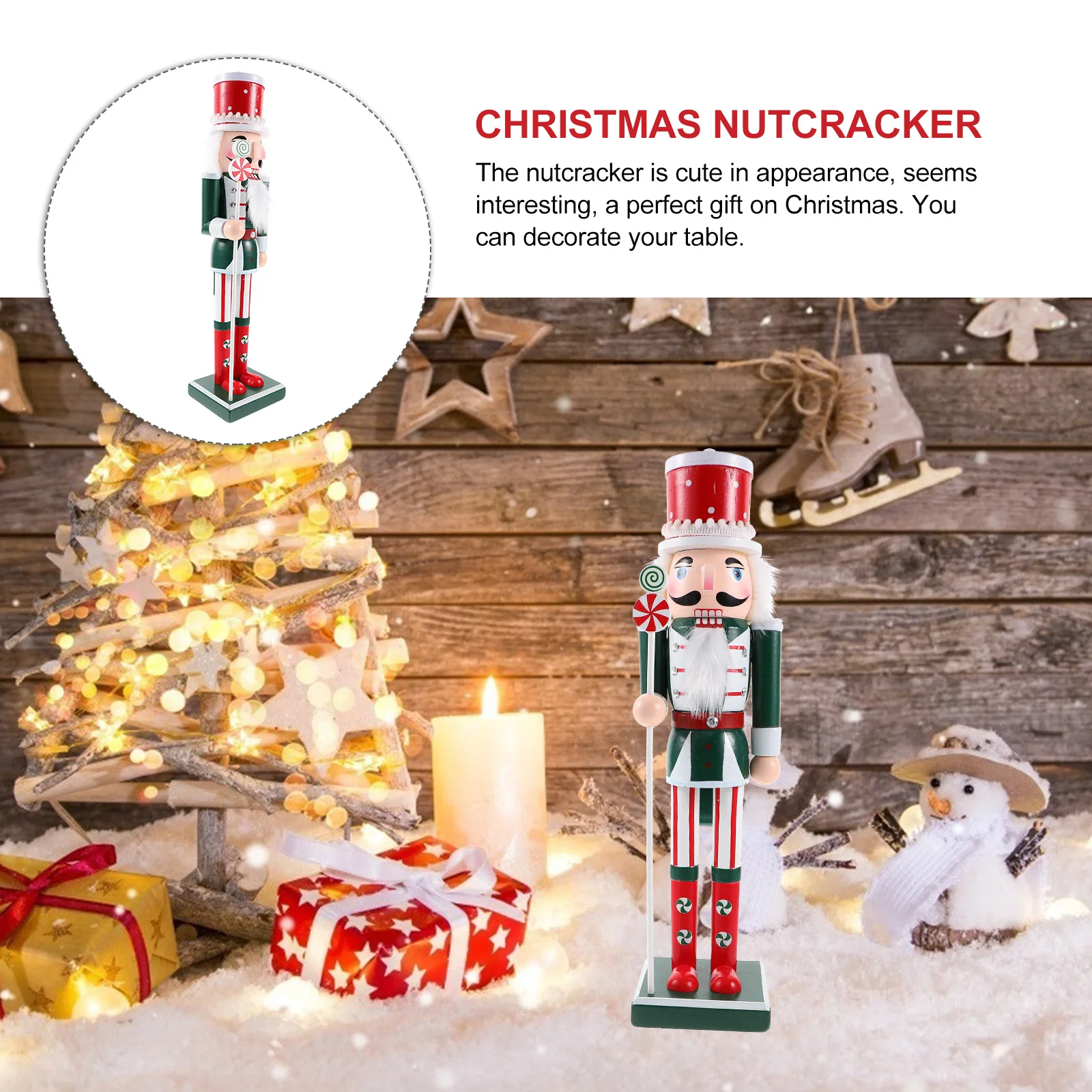 

Natural Wood Nutcracker Xmas Decoration Unique Design Christmas Desktop Ornament Gift Christmas Nutcrackers