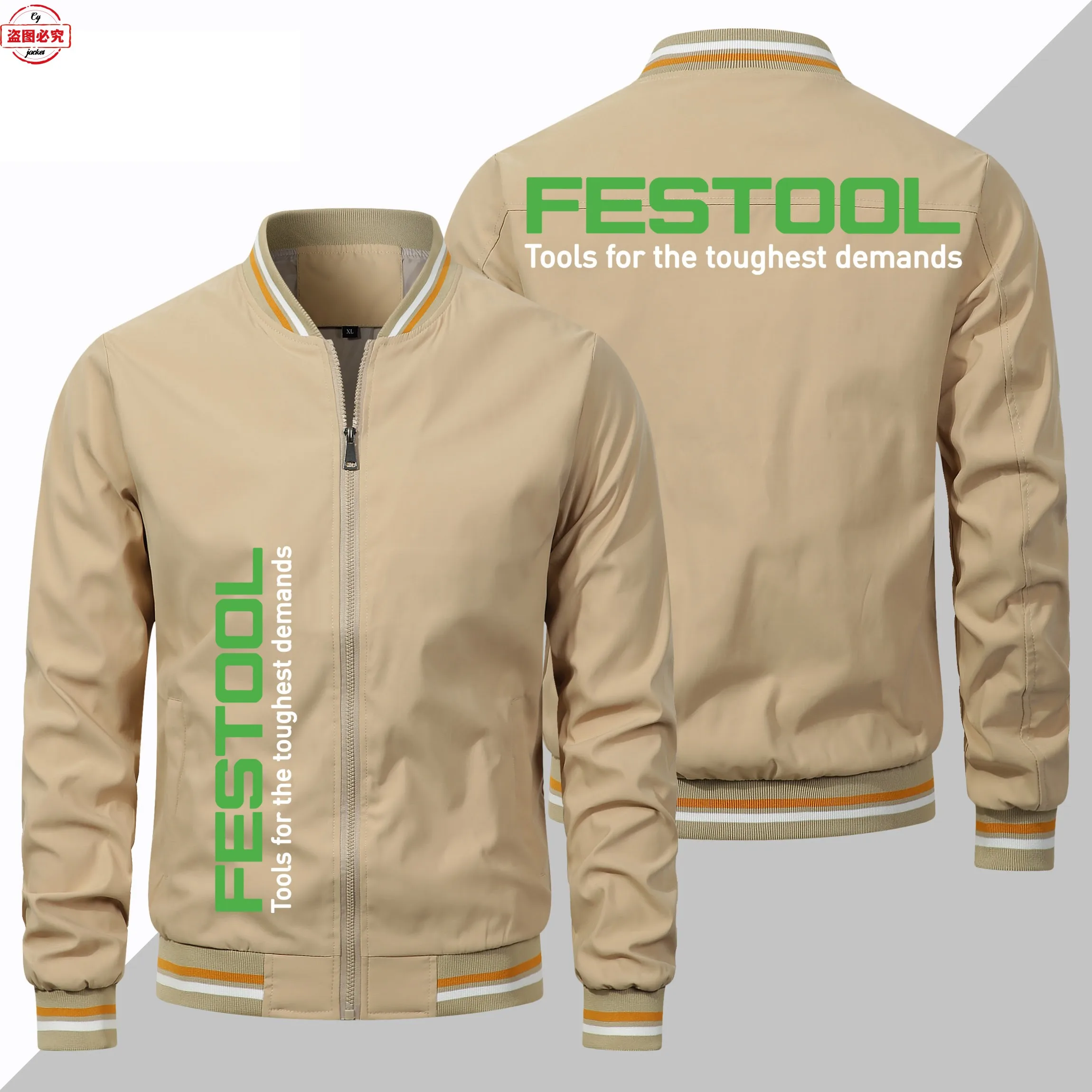 Festool logo work clothes jacket loose long-sleeved men's top stand-up collar casual zipper jacket group clothes