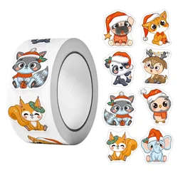 500Pcs Christmas Animals Stickers Roll 2.5cm/1.0'' Party Favors Art Decals DIY Crafts &Decor Journals & Planners Gift Sealing