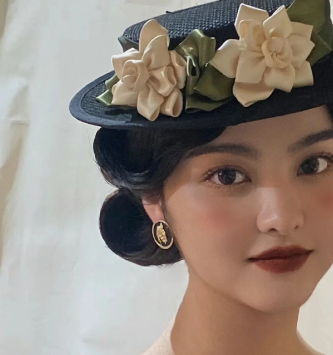 Vintage Black Wedding Hat for Women British Style Phpto Shoot Fancy Show Elegant Fascinator Hat Church Party Fedora Hat Headwear