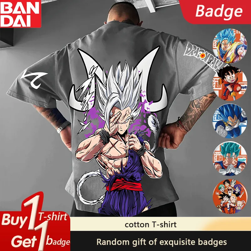 

Dragon Ball GOKU Anime Peripheral Short Sleeve Summer Two Dimensions Loose Men's and Women's Cotton Crew Neck T-Shirt Ins