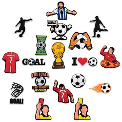 1-18pc Cartoon Football Shoe Charms Design decorazione per scarpe adatto per accessori per scarpe in PVC regali per feste per bambini e ragazzi