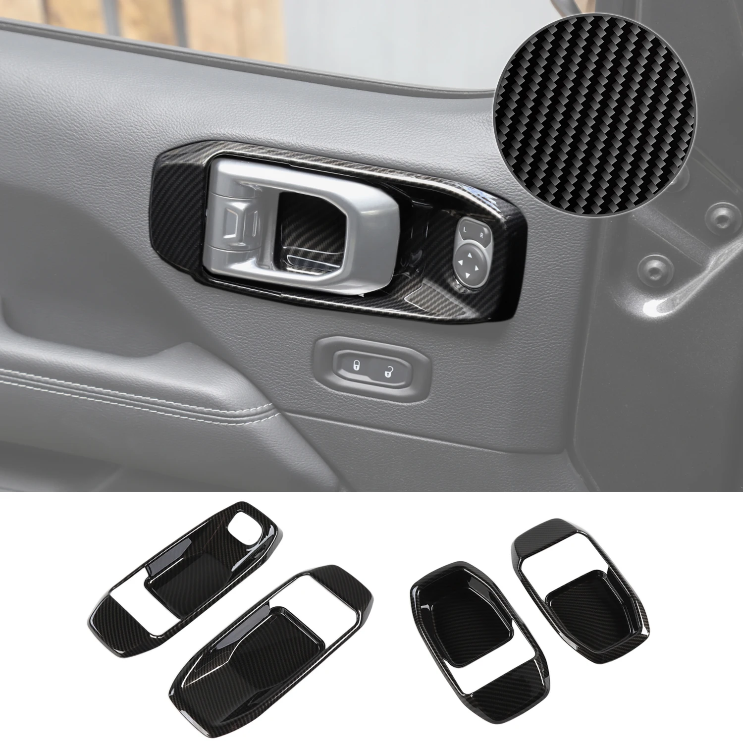 

Car Inner Door Handle Bowl Decoration Cover for Jeep Wrangler JL Gladiator JT 2/4 Doors 2018-2023 Interior Mouldings Accessories