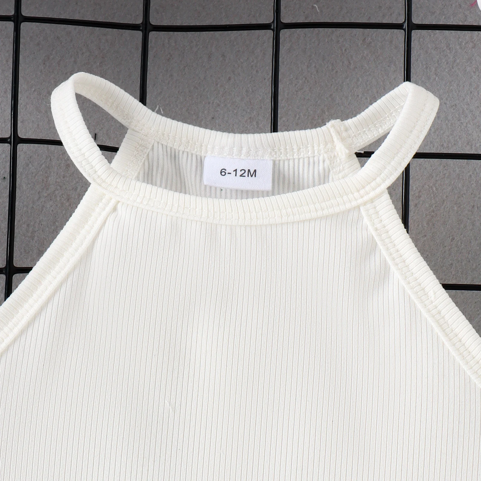 2PCS Summer Baby Girls 0-4 Years Old Soft And Comfortable Simple White Striped Top + Blue Printed Shorts