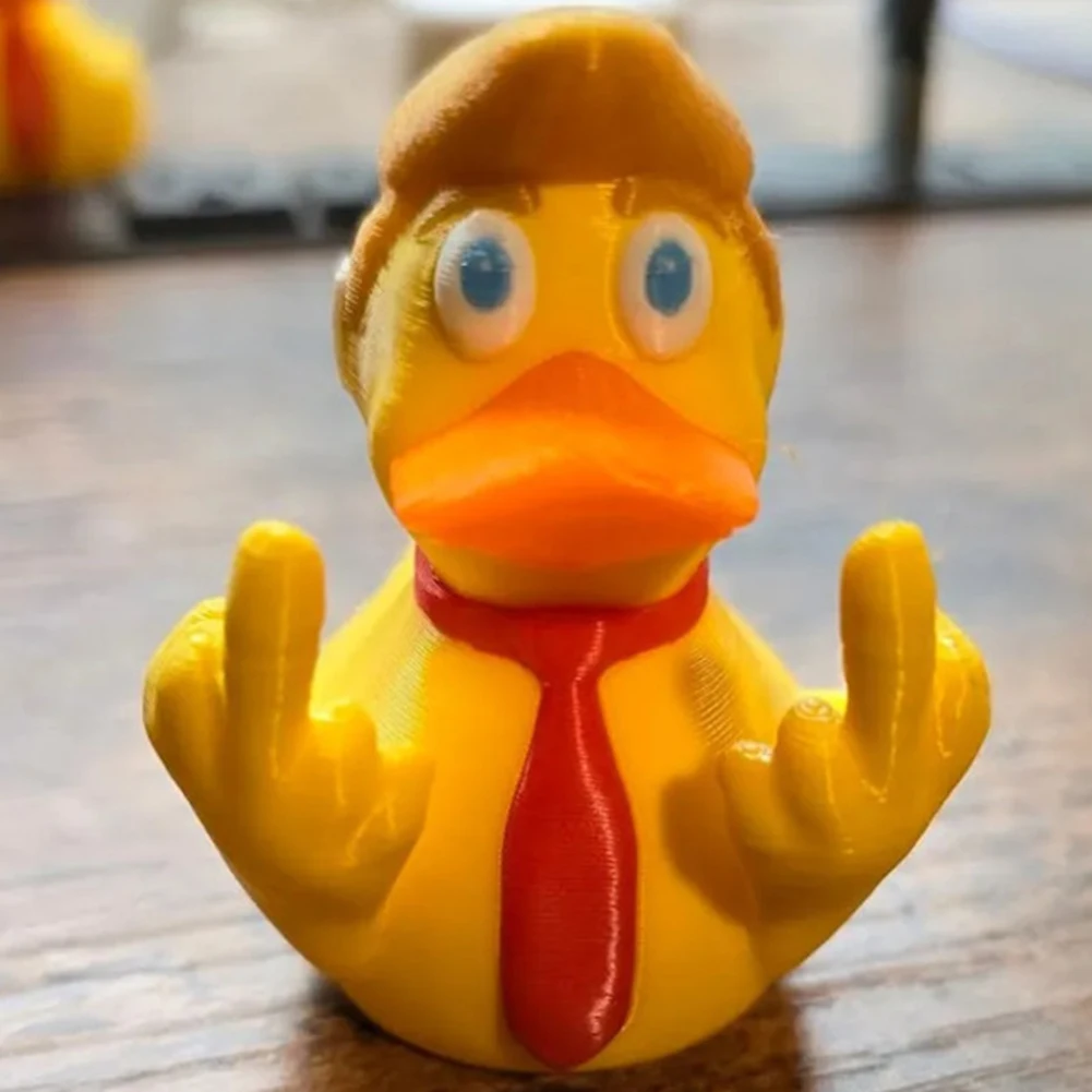 Donald Trump Yellow Duck Doll Funny Car Ornaments Cute Middle Finger Duck with Ear BandAid Gift for Kids & Adults of All Ages