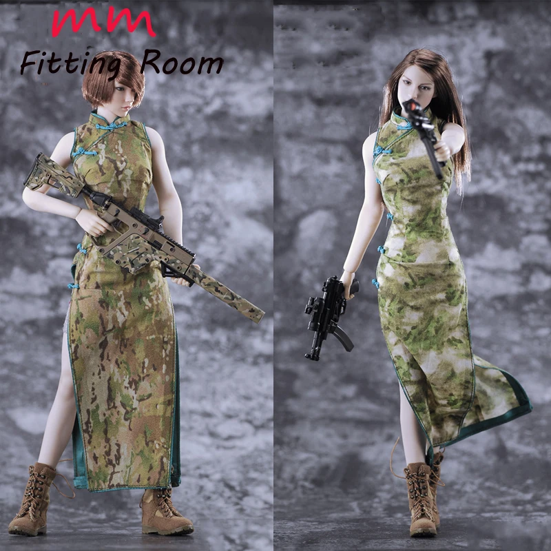 

MULTIFUN MF-003 1/6 Female Soldier Sexy Long/Short Style Camouflage Cheongsam Suit Model for 12'' Mid Bust Moveable Figure Body