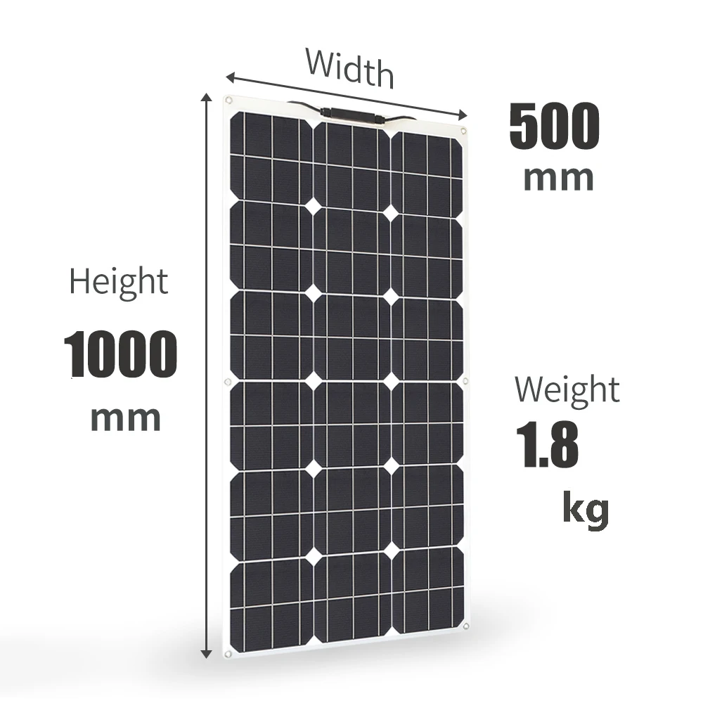 solar panel 200w 100w 12v battery charger flexible photovoltaic panel mono cell camper RV home roof balcony waterproof freeship