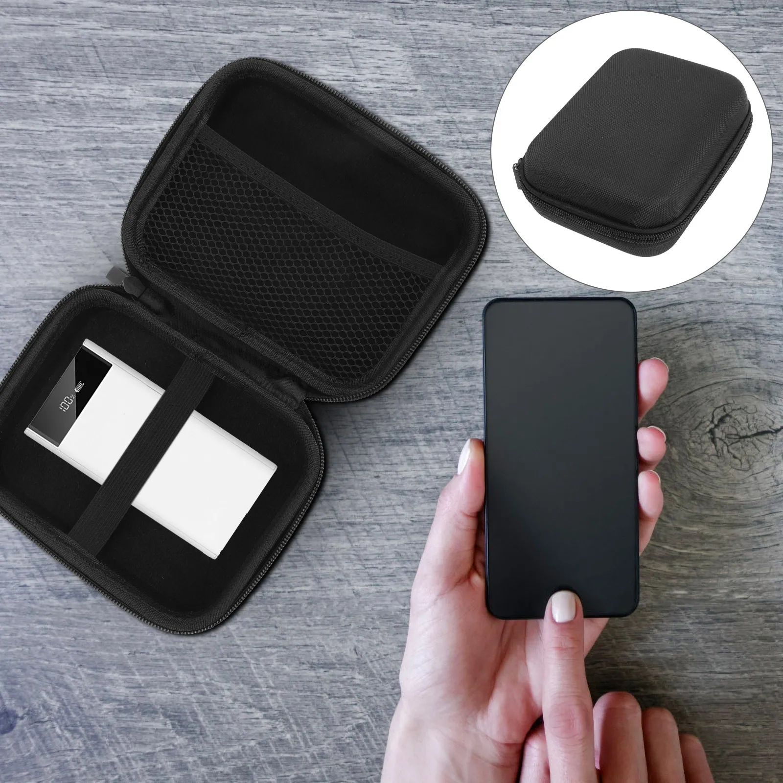 

Oxford Cloth Storage Bag Small Size Portable Case for Chargers Accessories Travel Carry Pouch EVA Material Smooth Texture
