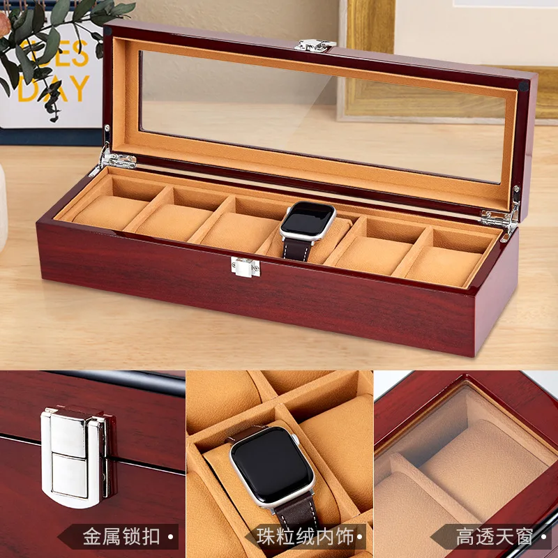 Wholesale Exquisite Lacquered Watch Storage Display Case Box Wood Grain Dustproof Boxes Watch Case Storage for Rex LuxuryTop Box