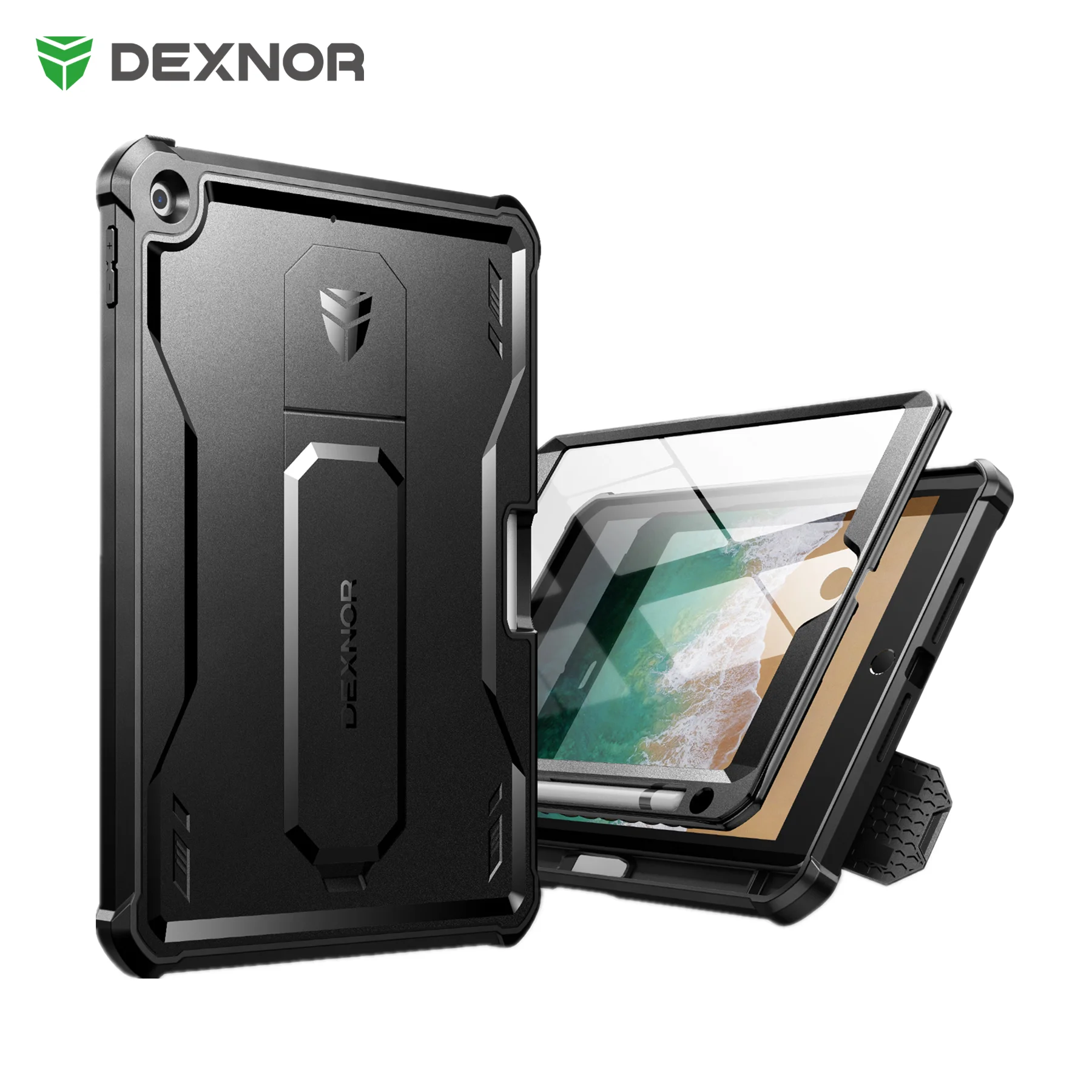 Dexnor case for iPad 9.7 Inch 6th/5th Generation with Pen Holder Built in Screen Protector Heavy Duty Shockproof Protective Case