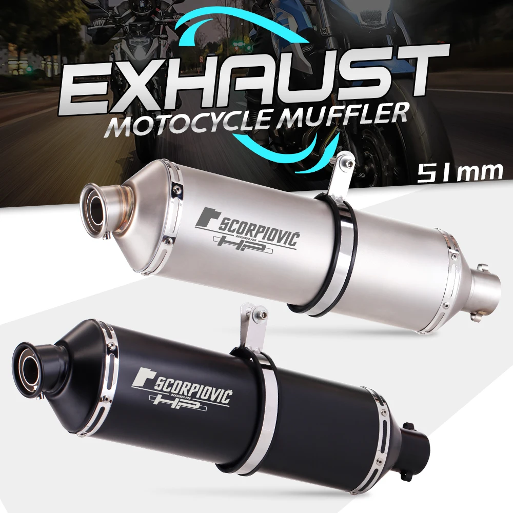 

Universal 51mm Motorcycle Exhaust Pipe Muffler For Ak Escape Moto Silencer For Tmax T128