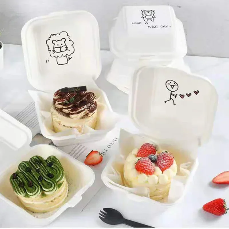 Disposable Eco-Friendly Lunch Box Prep Packaging Food Container Bento Box Wedding Baby Shower Easter Party Cake Packing Boxes