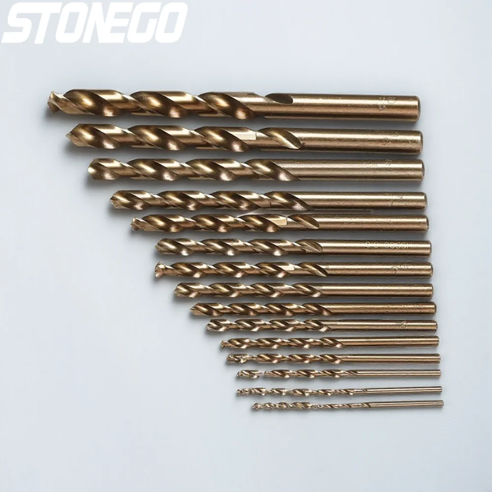 

15PCS 1 5-10mm Cobalt Drill Bits for Metal Wood Working M35 HSS Co Steel Straight Shank Twist Drill Bit Set