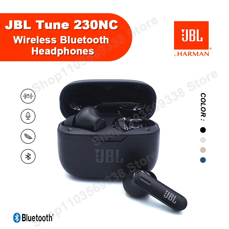 Original JBL Tune 230NC TWS True Wireless Bluetooth Earphones Sound Stereo Sports Headset T230NC Headphones with Mic HK edition