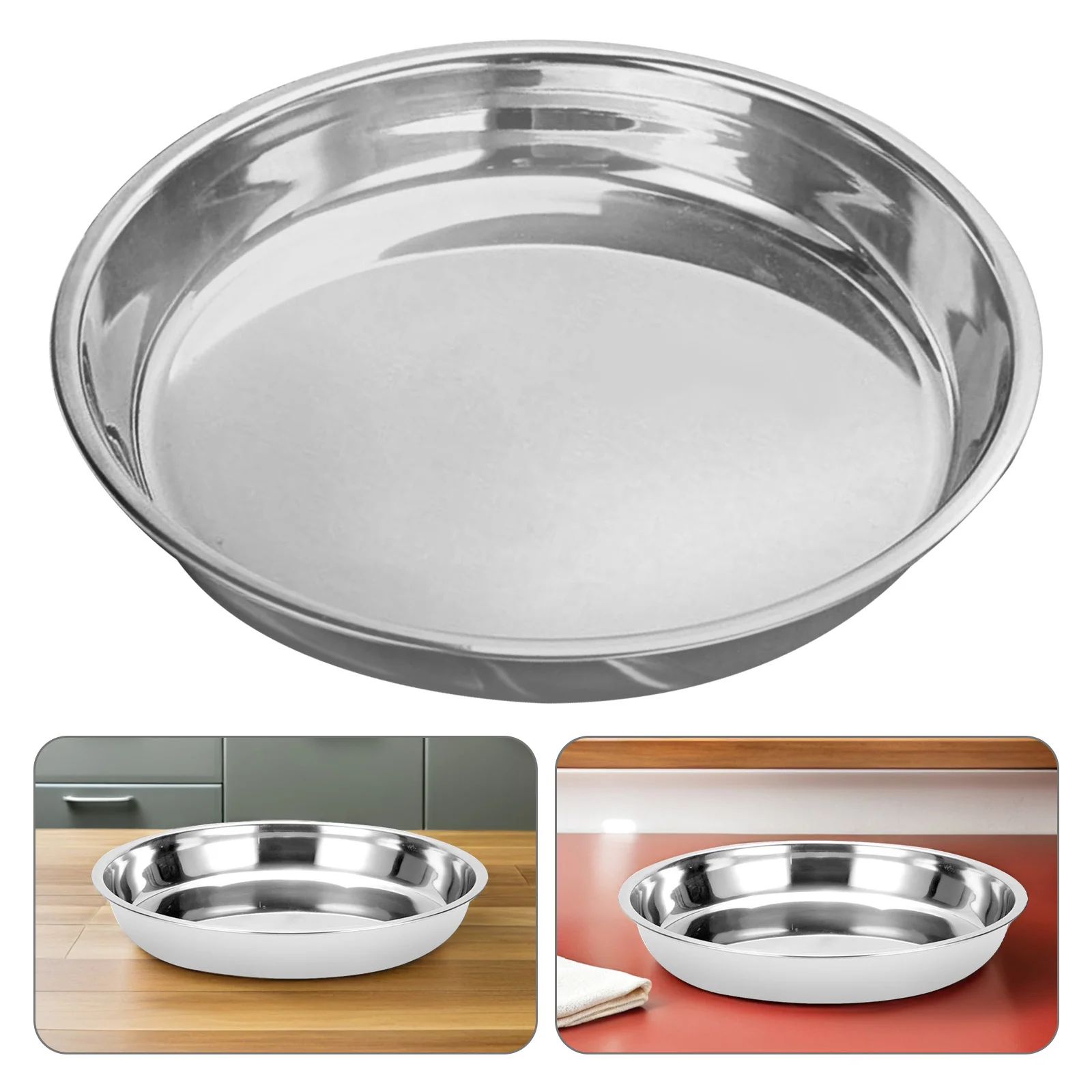 

1Pcs Stainless Steel Round Bbq Plate Creative Design Food Holder Barbecue Tray Food Storage Barbecue Plate Bbq Supplies