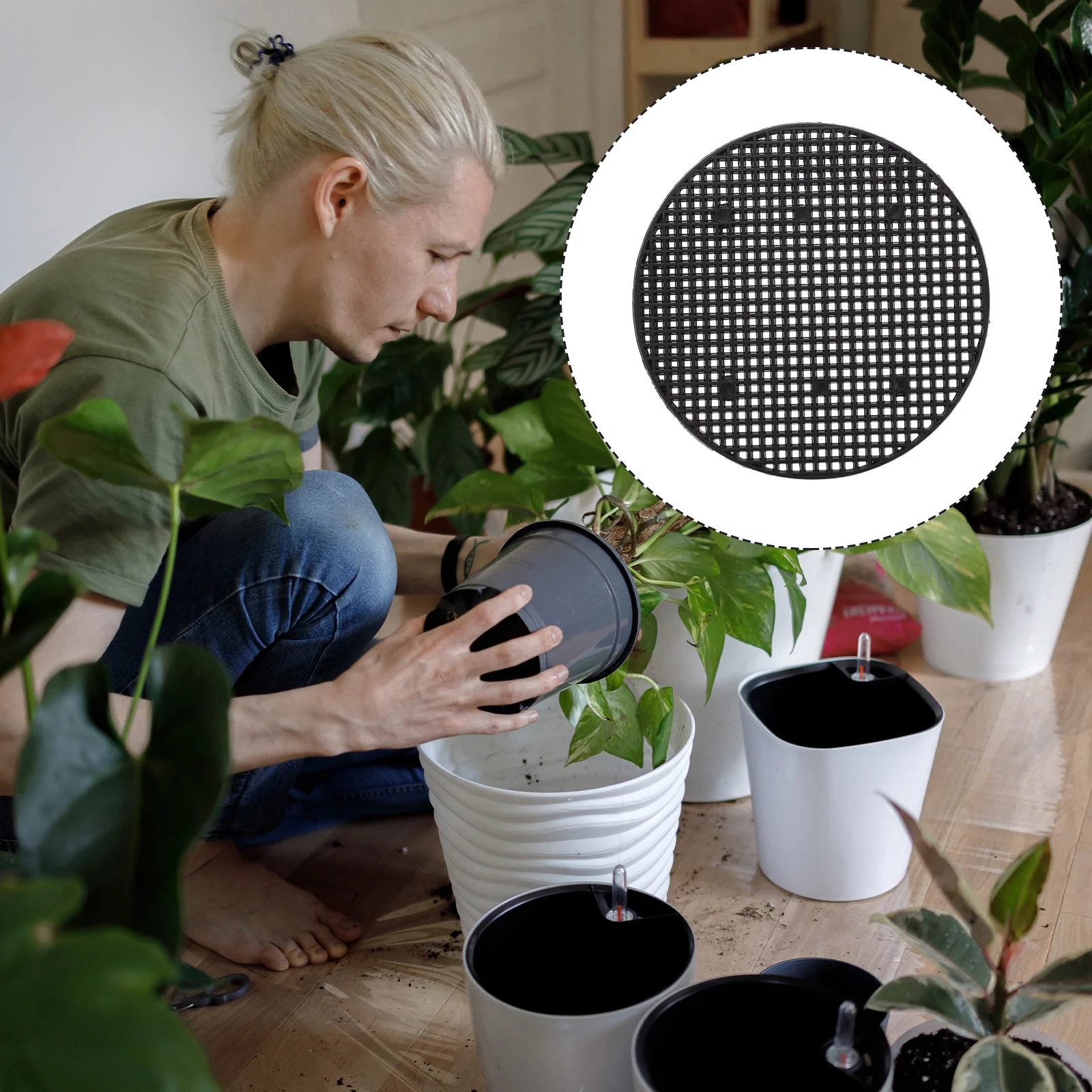 

10Pcs Flowerpot Bottom Mesh Pad Reusable Plastic Drainage Screen for Bonsai Plant Pots Breathable Gaskets Planter Hole Mat