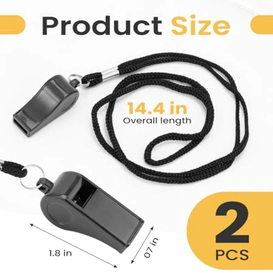 2 Buah Peluit Olahraga dengan Tali Peluit Suara Jernih dan Keras Ideal untuk Pelatih Wasit Petugas Penggemar Luar Ruangan dan Keluarga