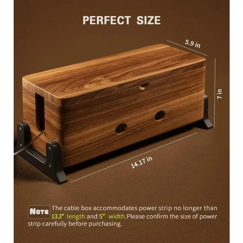 

Large Wooden Cable Management Box Storage Cable Hider Power Cords and Wires Storage Floor Desktop Office Home