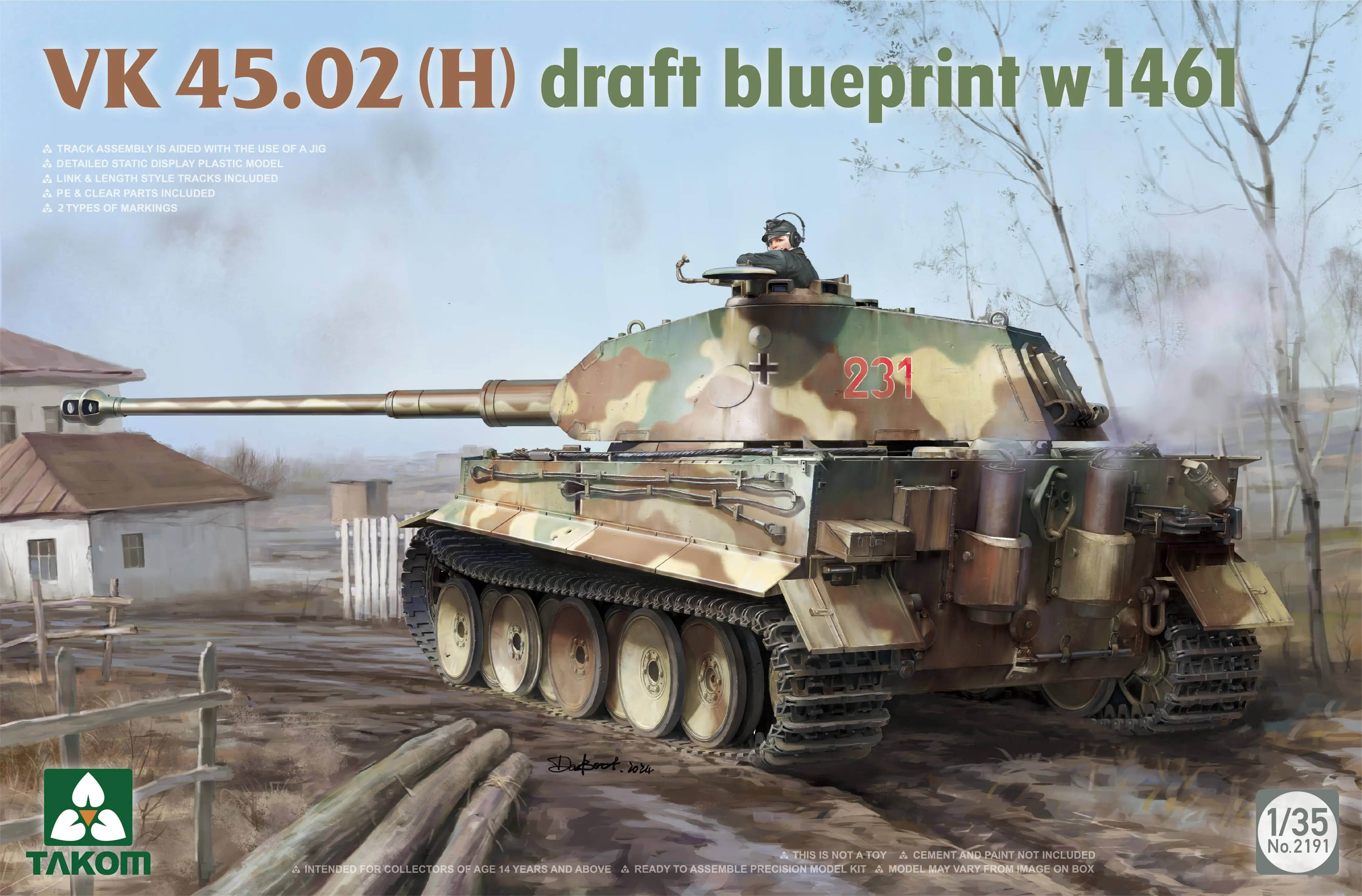 

TAKOM 2191 1/35 масштаб vk45,02 (H) Проект чертежа W1461 набор моделей