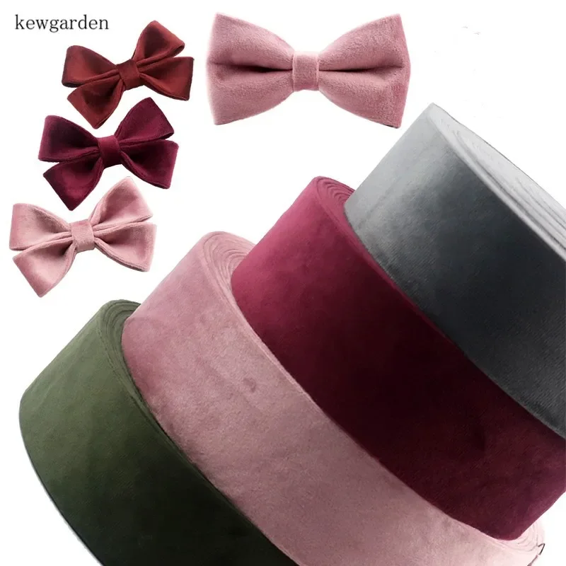 Kewgarden Velvet Fabric Layering Cloth Ribbons 50mm 25mm 10mm Handmade Tape DIY Bowknot Satin Ribbon Riband 11 Yards