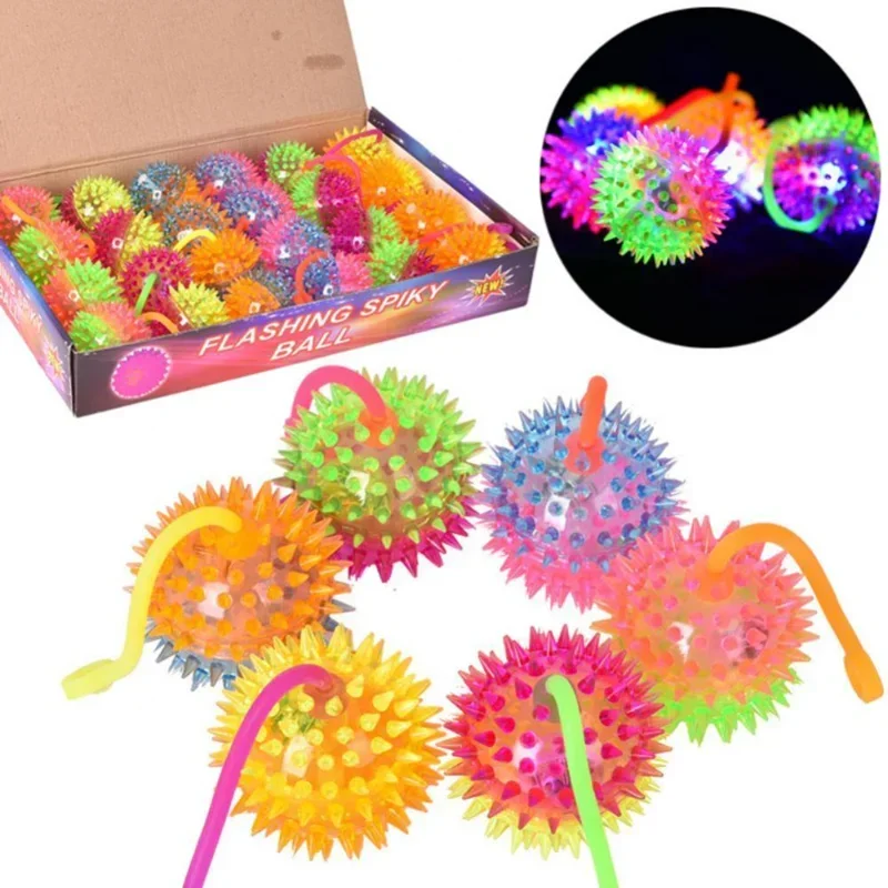 

Kids Light Up Ball Toy LED Light Up Flashing Soft Prickly Flying Ball Elasticity Fun Toys Children Squeeze Anti Stress Toys