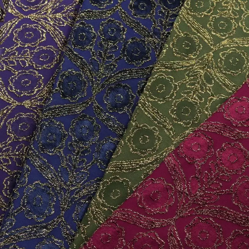 

New Chinese Style Long Jacquard Velvet Clothing Fabric Designer Model Dress Cheongsam Evening Dress Fabric