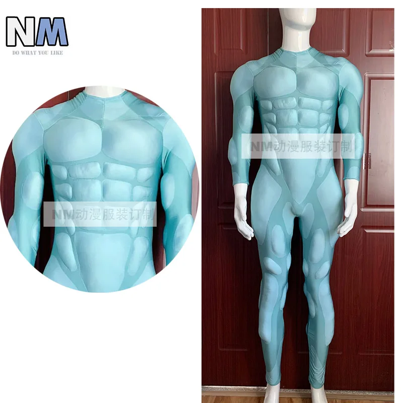 High Quality Light Blue Muscle Padding Cosplay Costume Fullbody Muscle Suit Color Custom Made Muscle Costume