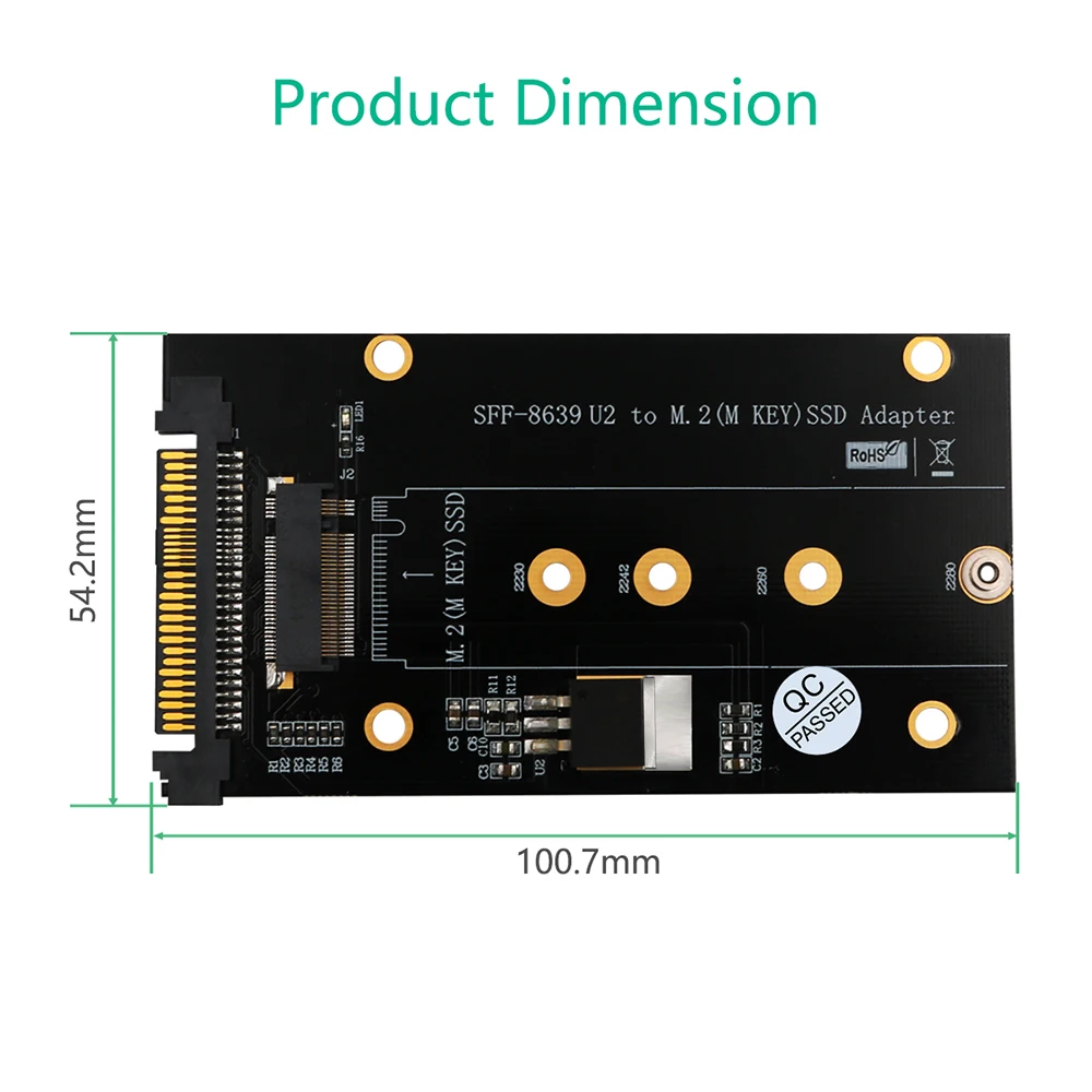 محول M.2 SSD إلى U.2 ، NVMe ، PCI-e ، U.2 ، محول ، محول مع M.2 SSD ، تبريد لسطح المكتب ، الكمبيوتر ، الكمبيوتر الشخصي