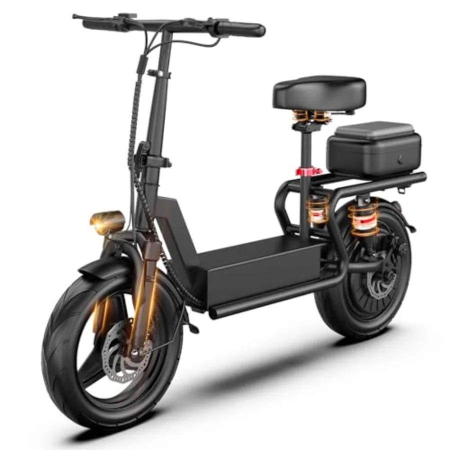 

Electric Scooter with Seat for Adults: 1000W Peak Motor, Up to 25 MPH/35 Miles Range, Dual Suspension, Bright LED Light, Sturdy