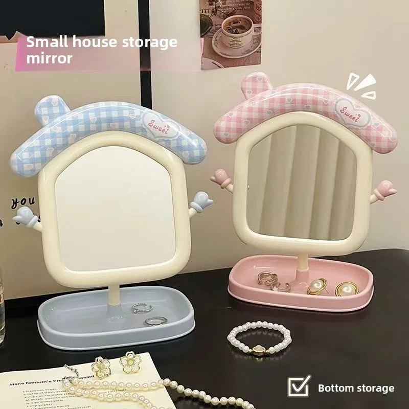 

Cute Cottage-Style Makeup Mirror - High-Definition Beauty Mirror for Home Bedroom Dresser, Student Dorm Desktop Vanity Mirror