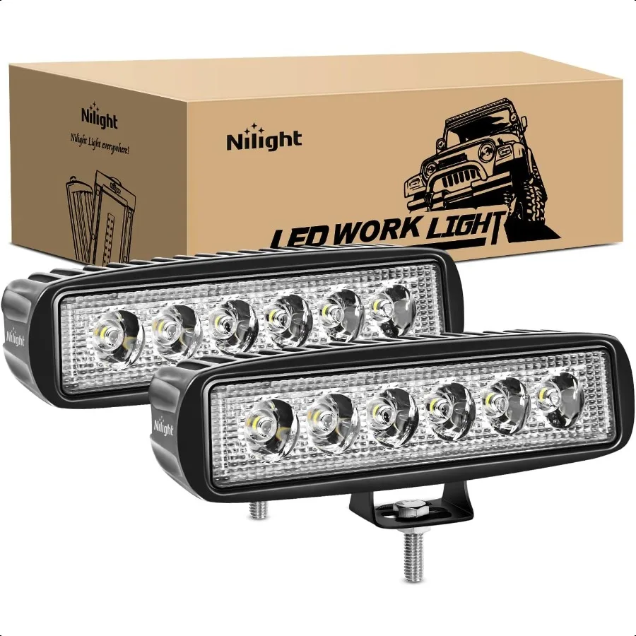 

LED Light Bar 2PCS 18W 6Inch Flood LED Pods Offroad Fog Light Waterproof for Boat SUV ATV 4WD Car Truck Golf Cart 12V 24V2 Year