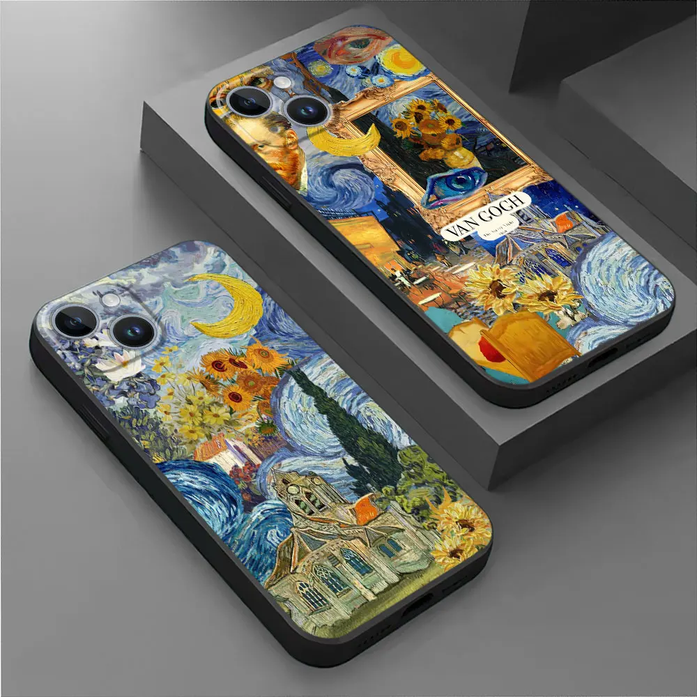 Osłona pancerza na telefon dla Huawei P20 Lite P30 Lite P30 Pro P40 Lite P Smart Z P20 Pro P silikonowe Van Gogh Art Splicing