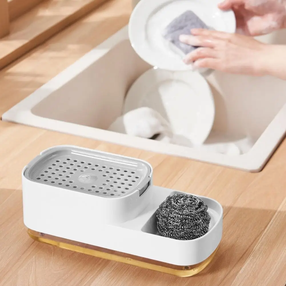 Soap Dispenser for Dishes Soap Dispenser for Kitchen Capacity 3-in-1 Dish Soap Dispenser with Sponge Holder for Kitchen for Home