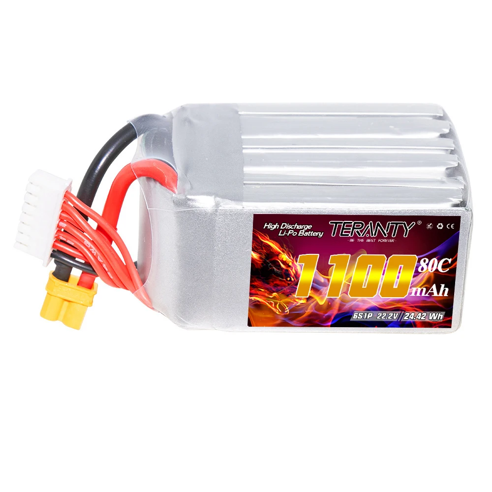 TERANTY Battery 1100mAh 6S 22.2V 80C/160C Helicopter Model FPV High Rate RC Vehicle and Vessel Model Lipo Battery