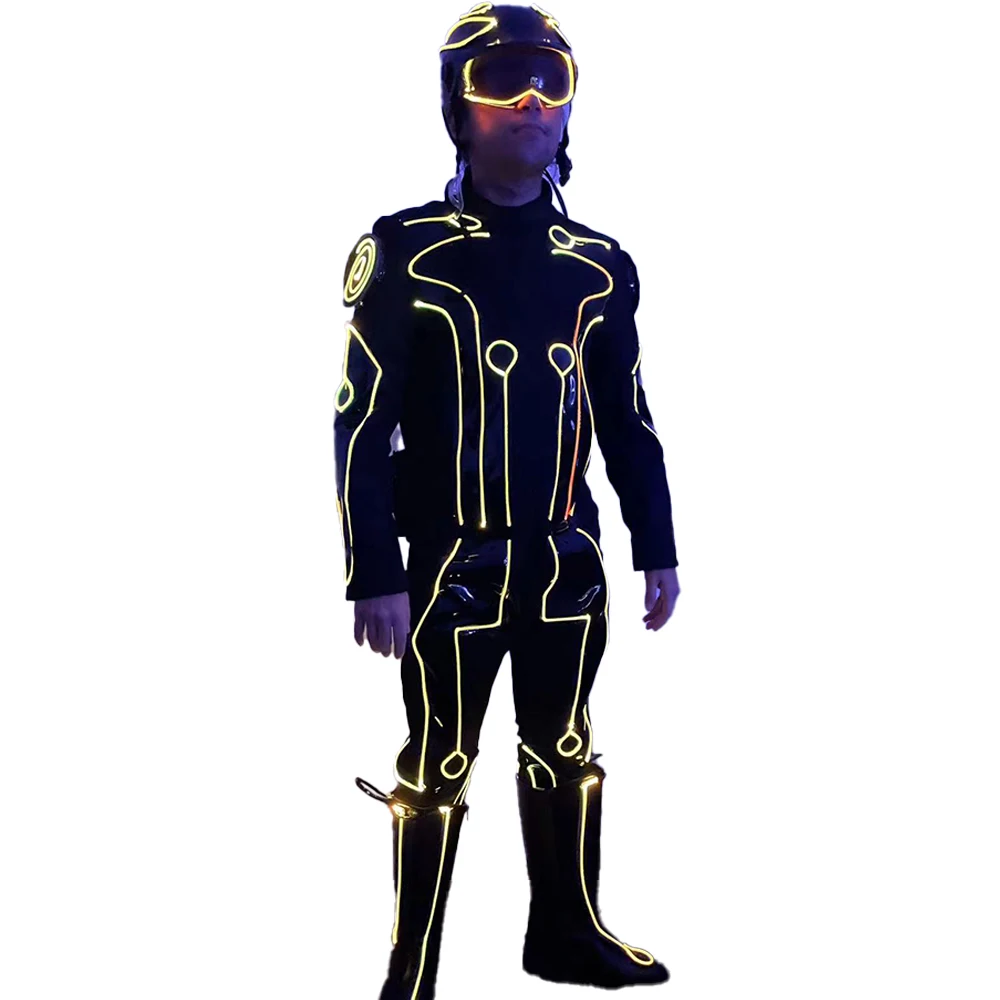 LED Fiber Optic Suit Change Colors Costume Neon Light up Suit Warrior Disco DJ Dance Cosplay Show Performance Outfit