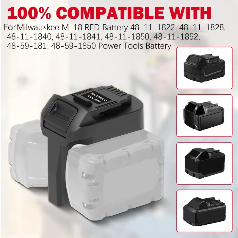 HAKSINKY محول البطارية MIL18DL 2 في 1 لميلووكي 2 حزم بطاريات 18 فولت تحويل إلى لاستخدام أدوات كهربائية لاسلكية ديوالت 20 فولت