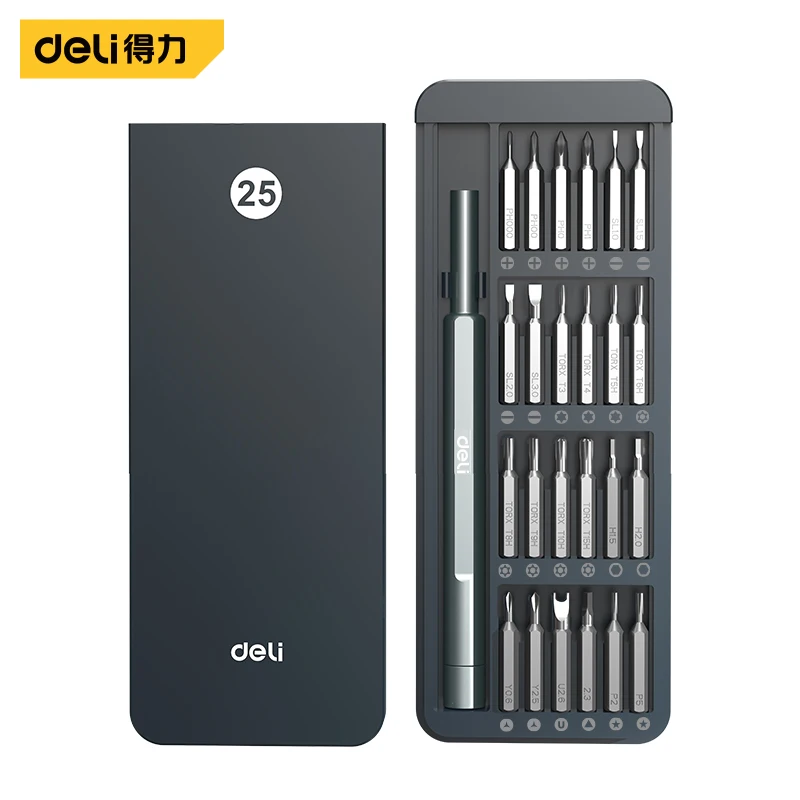 Deli 25/41/57 Pcs High Precision Screwdriver Set Magnetic Bit Electronic Repair Tools for Watches, Mobile Phones, Computers