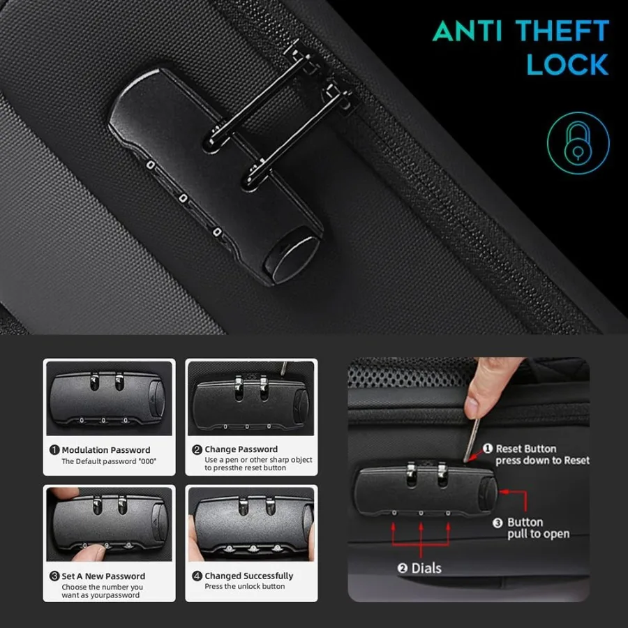 حقيبة ظهر للكمبيوتر المحمول من BANGE مع منفذ شحن USB حقائب ظهر رفيعة للأعمال مناسبة للرجال مقاس 15.6 بوصة حقيبة ظهر للسفر