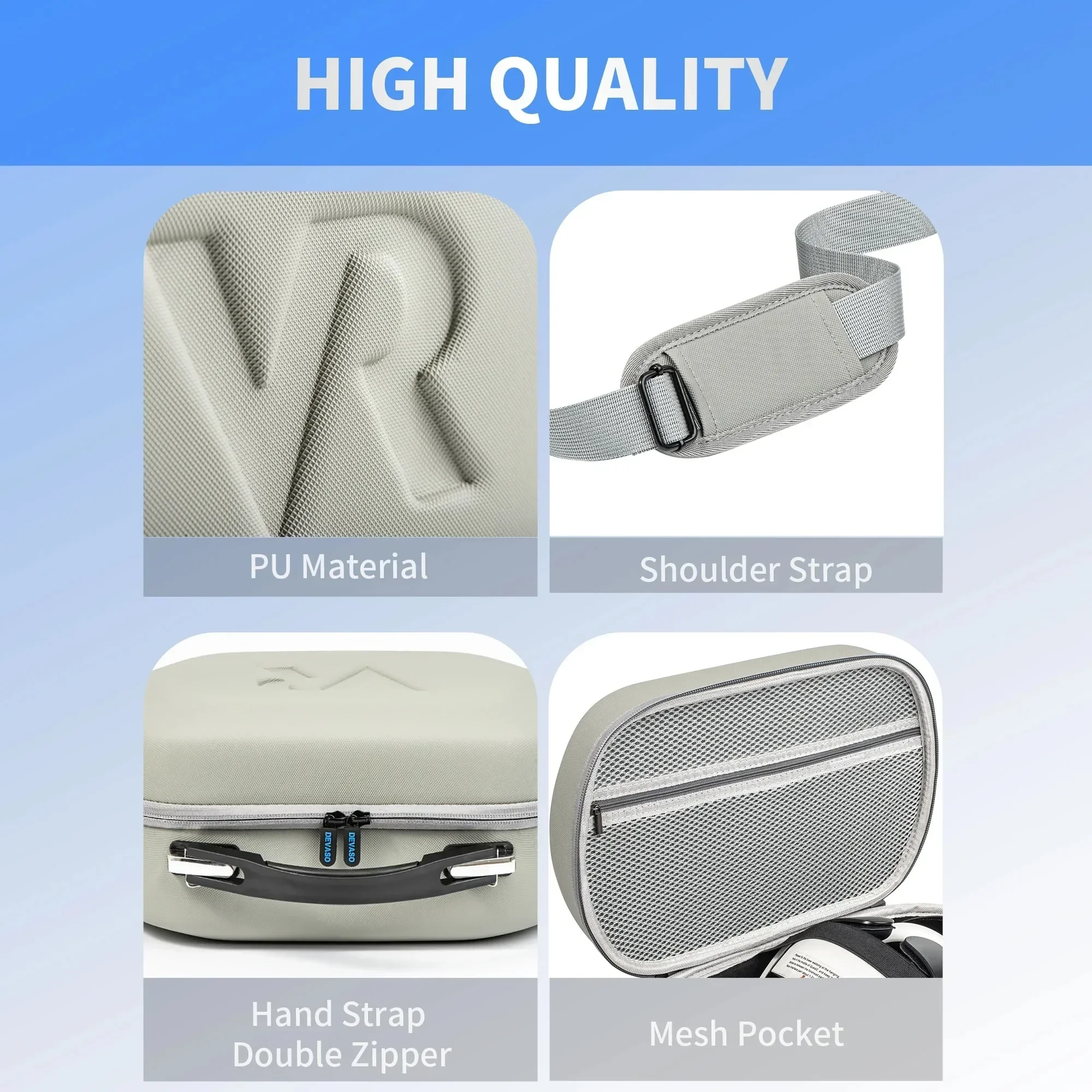 DEVASO For Vision Pro/Meta Quest3/2/Pro Storage Case VR Glasses Travel Carrying Case Portable Storage Bag VR Accessories