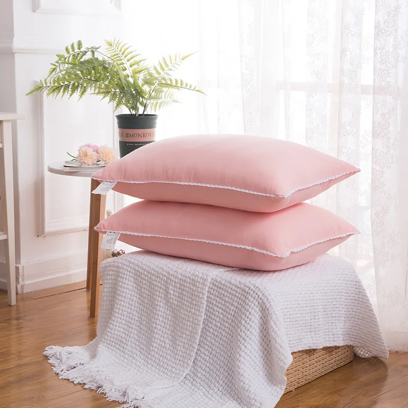 

Washed Cotton Feather Pillow Solid Color Soft Comfortable Bedroom Bed Sleep Pillows 5star Hotel Home Single Adult Pillow