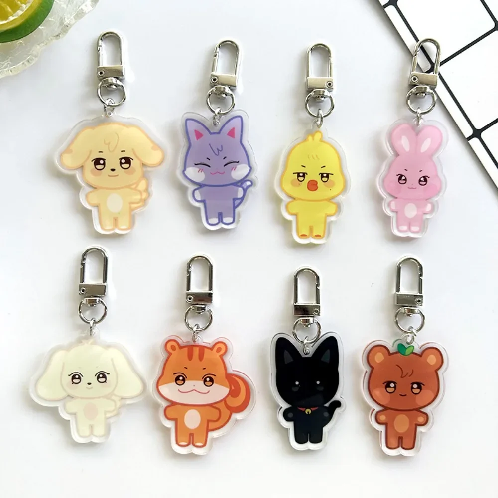 Korean Boy Idol Group Cartoon Acrylic Keychain Backpack Cartoon Character Hongjoong Seonghwa GOLDEN HOUR Animal Pendant Decor