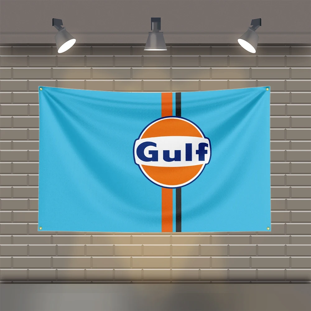 3x5 Ft Gulf Flag Polyester Printed Oil Banner Flags for Room Garage Decor