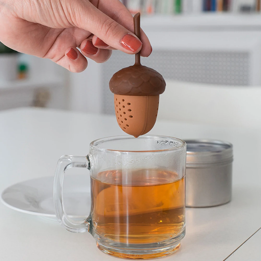 New Tea Bag Cooking Strainer Acorn Shape Gadgets Silicone Tea Infuser Tea Tools Spice Diffuser Kitchen Accessories