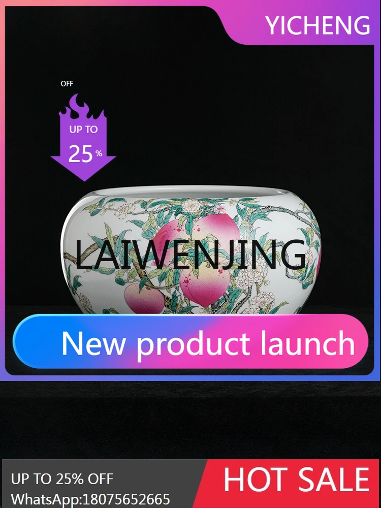 

LYY Porcelain Hand Painted Pastel Wind Water Tank Chinese Collection Gift Porcelain Antique