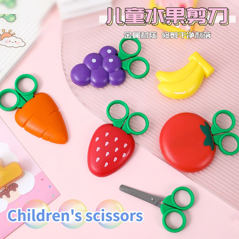 Cartoon Fruit Shape Scissors Cartoon Mini Portable Art Scissors Scrapbook DIY Tools Stickers Cutter School Supplies Stationery